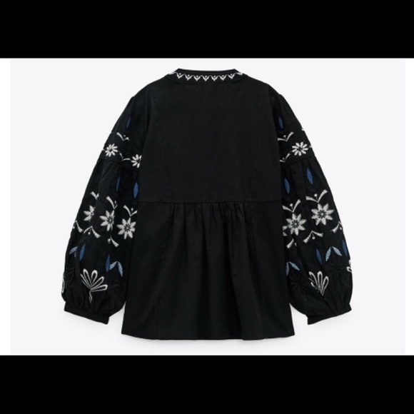 ZARA Embroidered Cotton Overshirt - Picture 9 of 16